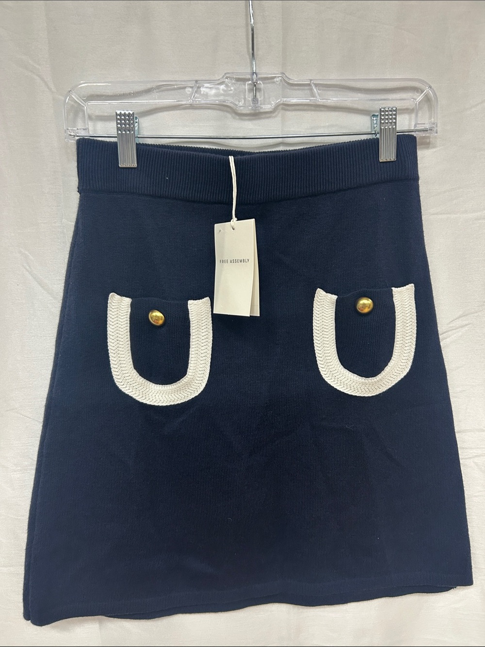 Free Assembly Women's Tipped Patch Pocket Mini Sweater Skirt, NWT XS